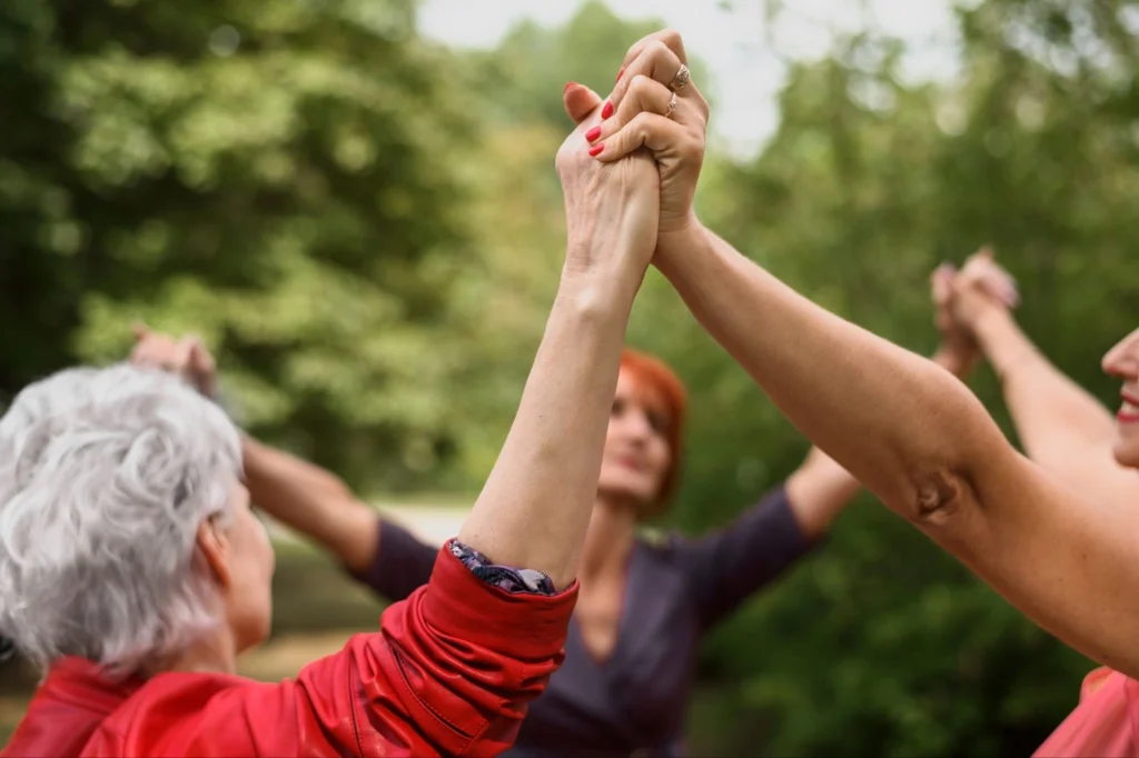 Older women gathering into a unified community of expats.